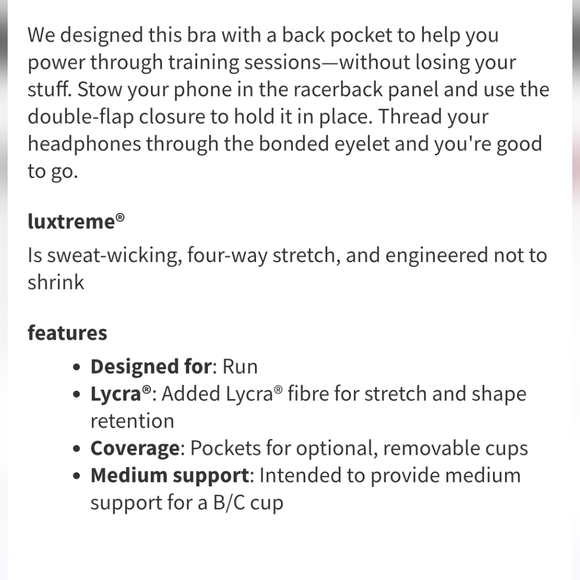 Lululemon Pace Perfect Bra (Storage) Sz 12 B/C Cup White/ Black - Picture 5 of 11